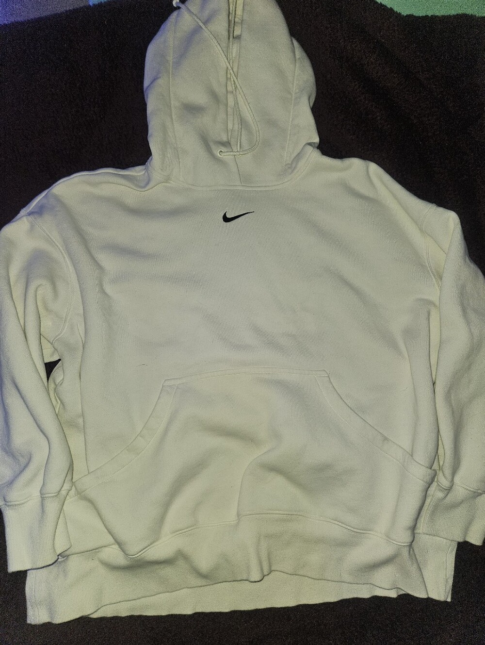 Nike White Crewneck Hoodie with Black Swoosh